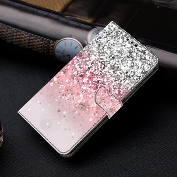 CLM-Tech Handytasche für Samsung Galaxy A55 5G Hülle - Tasche aus Kunstleder Klapphülle (silber und rosa, Handyhülle mit Standfunktion - Wallet Flip Case inklusive Kartenfächer), - Cover Etui mit Magnetverschluss - Galaxy A55 5G Schutzhülle