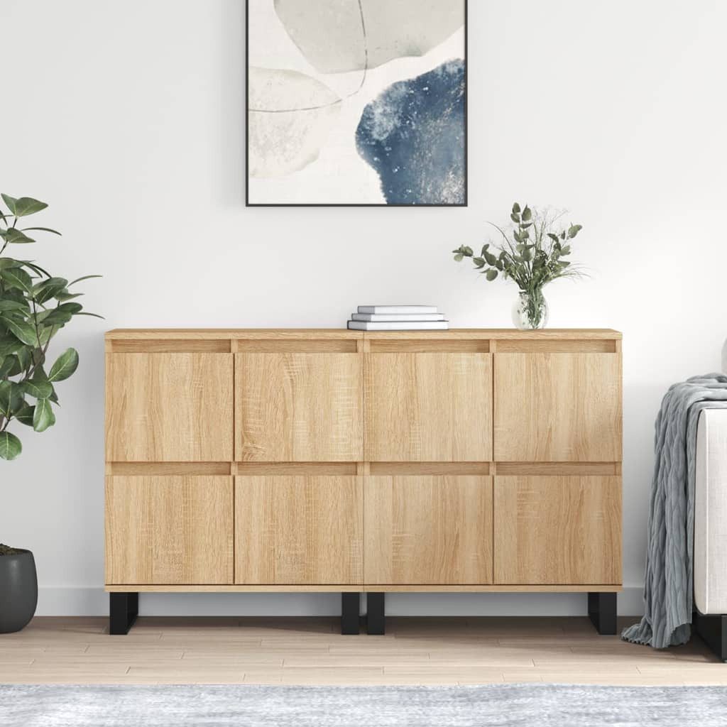 vidaXL Sideboard 2 Stück Sideboards 2 Stk Sonoma Eiche Spanplatte