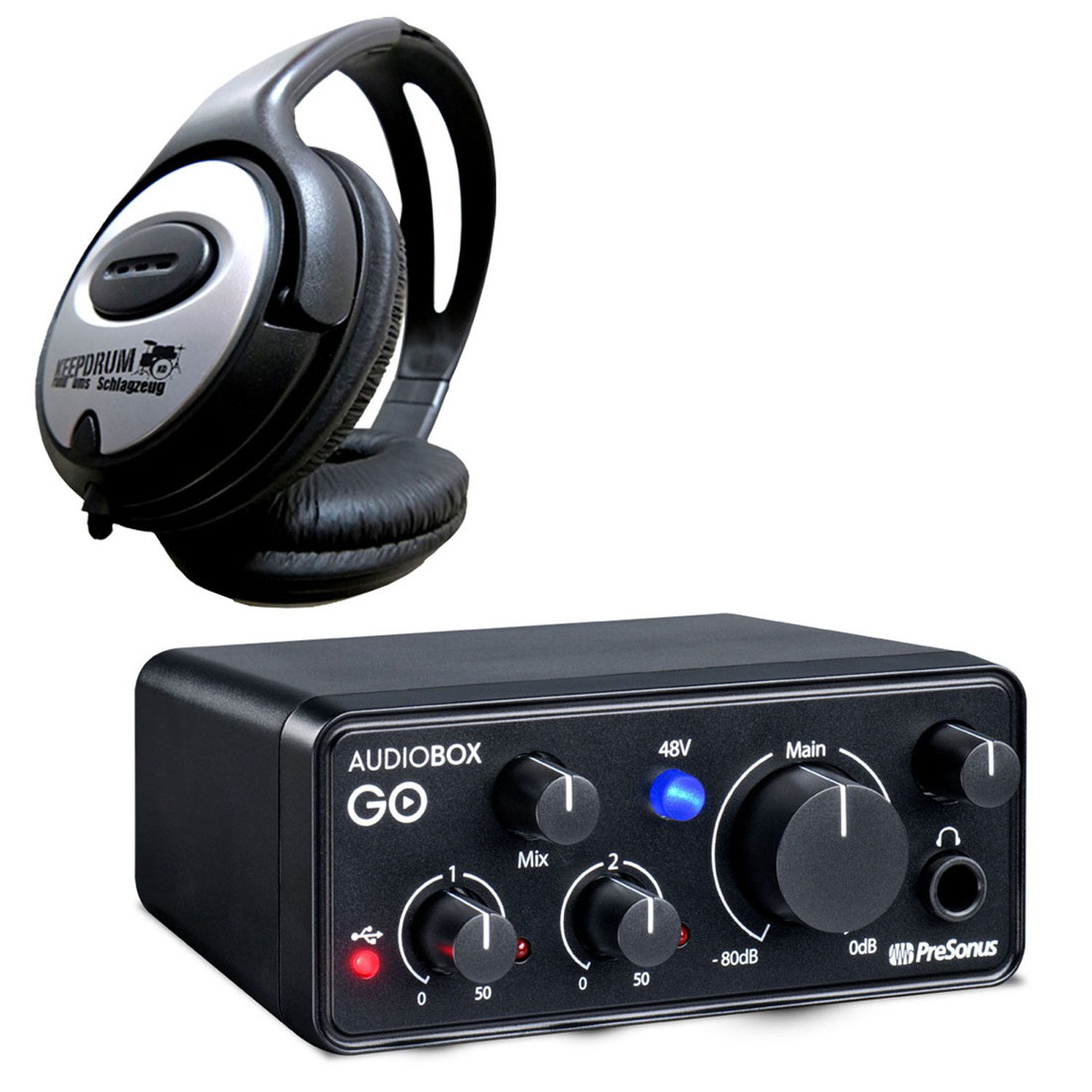 Presonus Audiobox GO USB-Interface mit Kopfhörer Digitales Aufnahmegerät