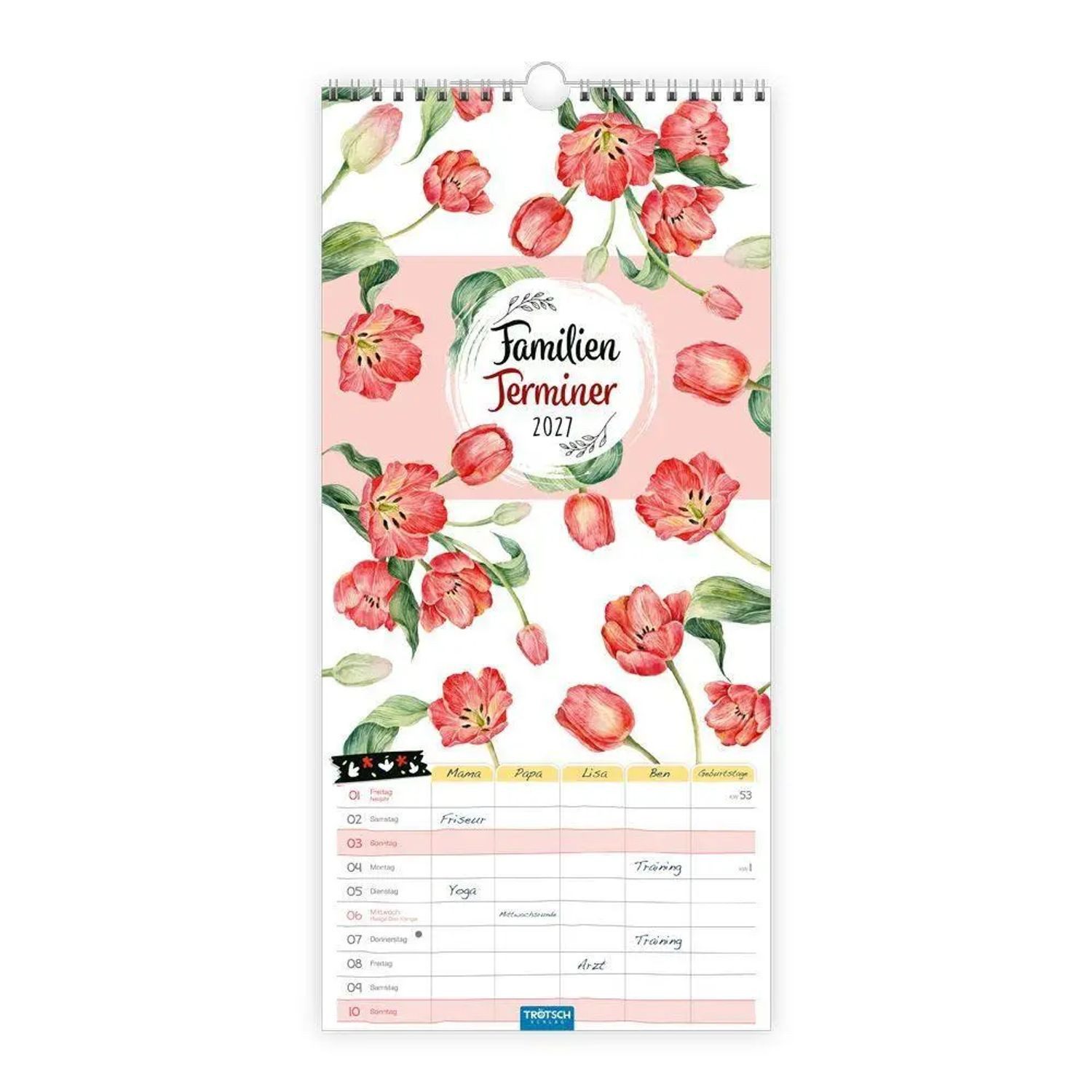 Trötsch Verlag Wandkalender TRÖTSCH - Familienkalender Familienterminer Blumen 2027