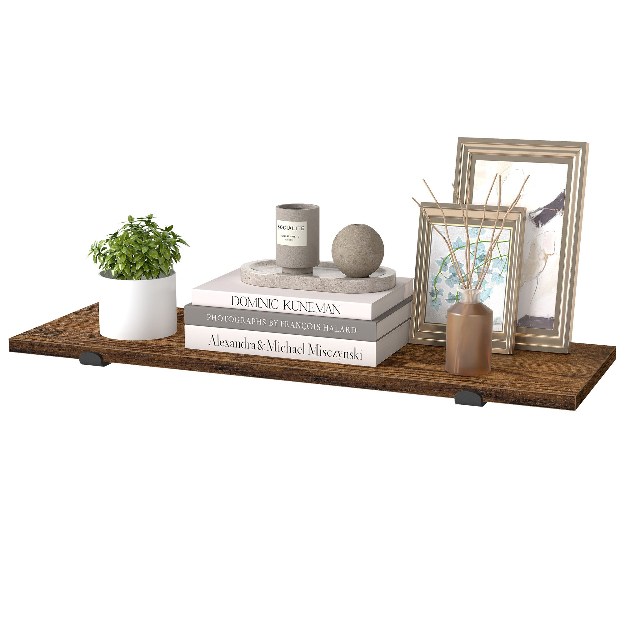 VASAGLE Wandregal, 1-tlg., schwimmend, dekorativ, Retro-Stil, maximale Belastung 15 kg, 60cm