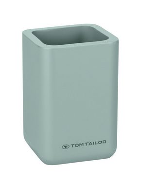 TOM TAILOR HOME Badaccessoire-Set Badezimmer Zahnbürstenhalter Mintgrün, 2x Zahnputzbecher, Polyresin, Trendfarbe Sage, Glatte Oberfläche