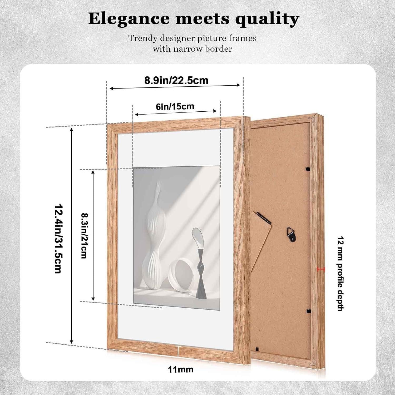 LuxusKollektion Bilderrahmen-Set Bilderrahmen A4 21x30 Eiche Passepartout Holz Eiche A4(21x29,7cm) 4x