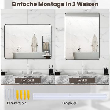KOMFOTTEU Badspiegel, 76x56 cm Wandspiegel mit robustem Metallrahmen