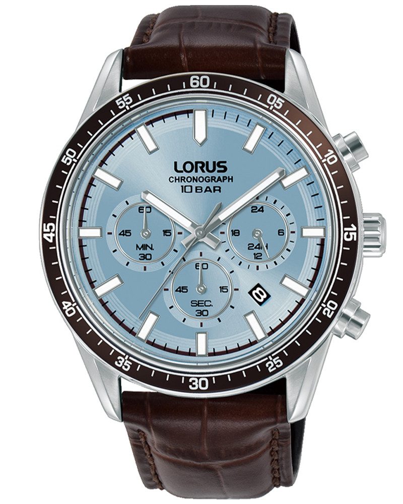 LORUS Chronograph RT351LX9, Quarzuhr, Armbanduhr, Herrenuhr, Lederarmband, analog, Tag