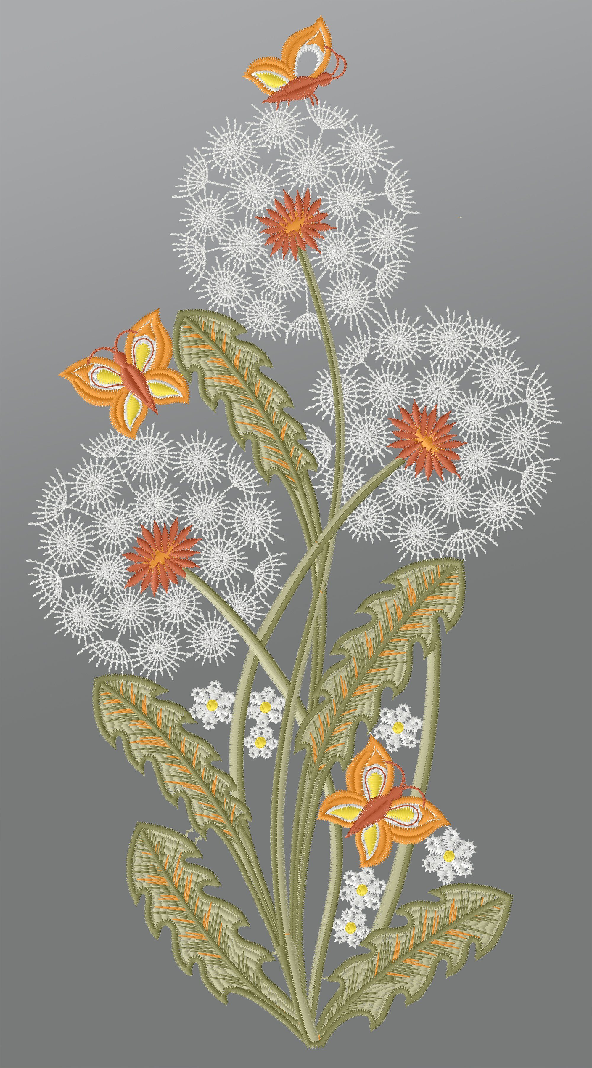 Plauener Spitze® Fensterbild Pusteblumen mit Schmetterlingen, HxB 40x21cm