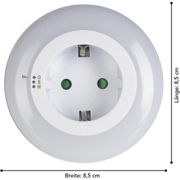 MAXXMEE LED Nachtlicht LED Steckdosenleuchte Nachtlicht Nachtlampe Steckdose Lampe Licht, LED fest integriert, mit automatischen Lichtsensor 3 Farben 8,5 x 8 x 8,5 cm