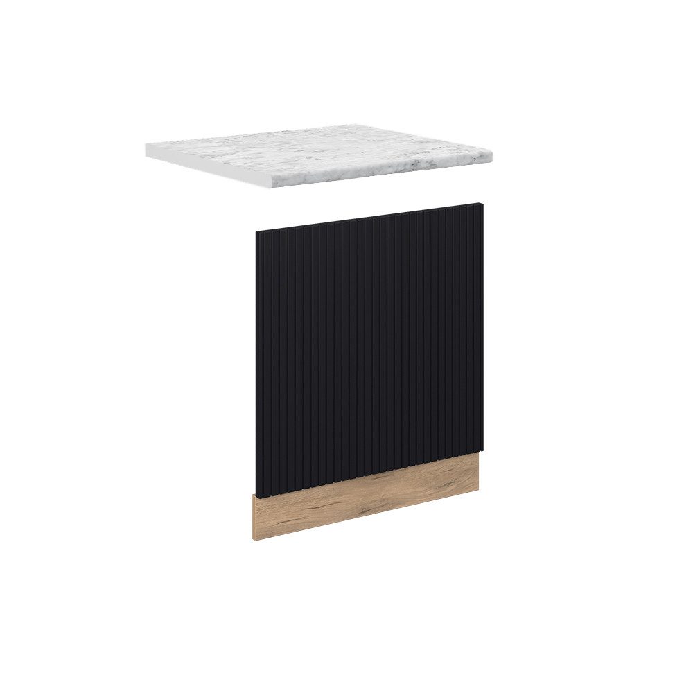 Vicco Frontblende Fame-Line, Schwarz gestreift/Goldkraft Eiche, 60 cm, AP Marmor (1 St)