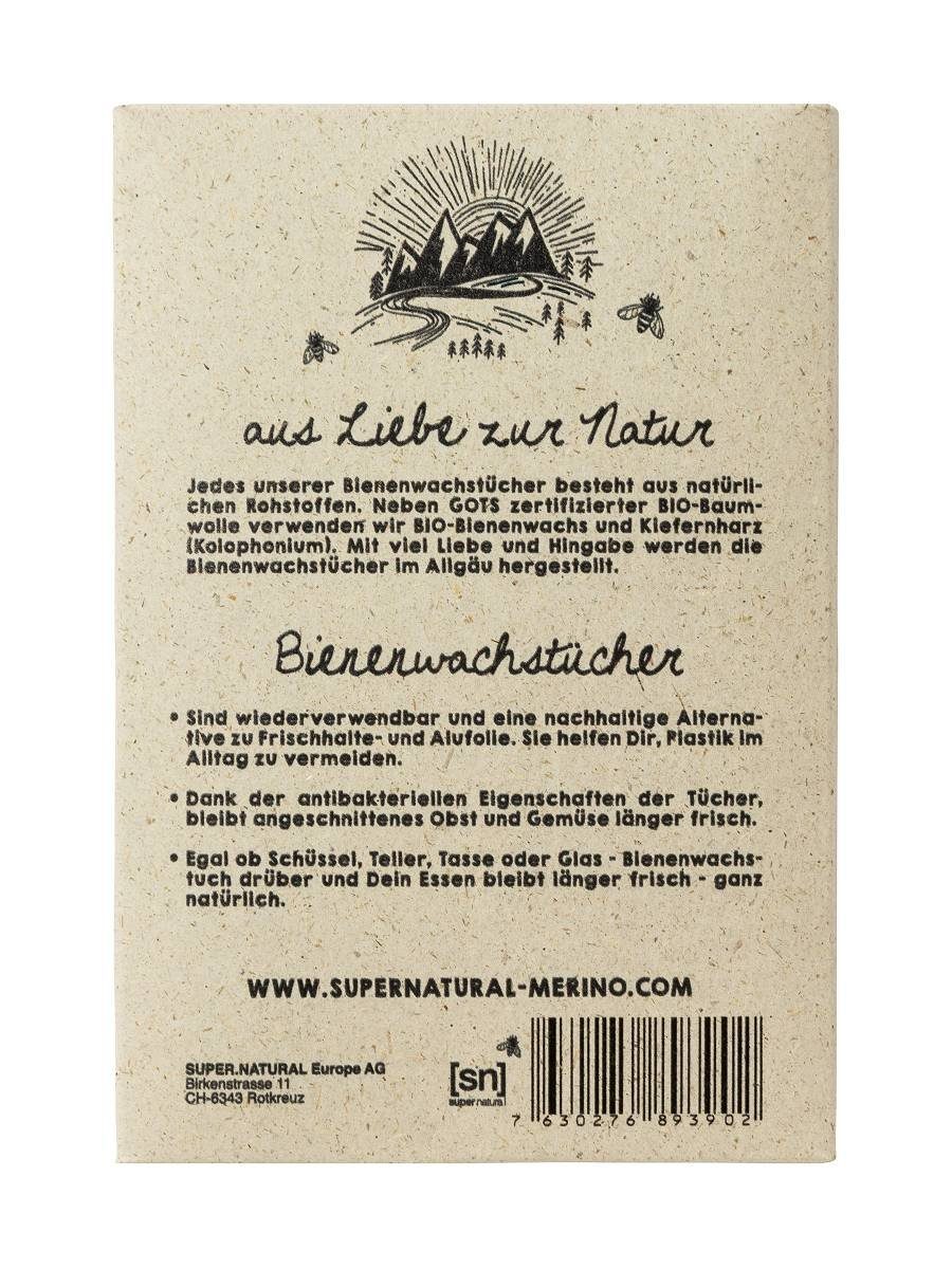 SUPER.NATURAL Bienenwachstücher Bienenwachstücher BEES WAX WRAPS, Doppelpack, 2-tlg., 2, antibakteriell, mehrfach wiederverwendbar – Bild 4 von 5