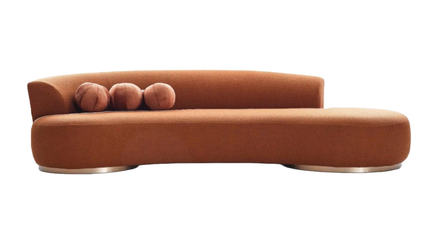 Xlmoebel Big-Sofa Stoffsofa in leuchtendem Orange mit schlankem Design, 1 Teile, Hergestellt in Europa