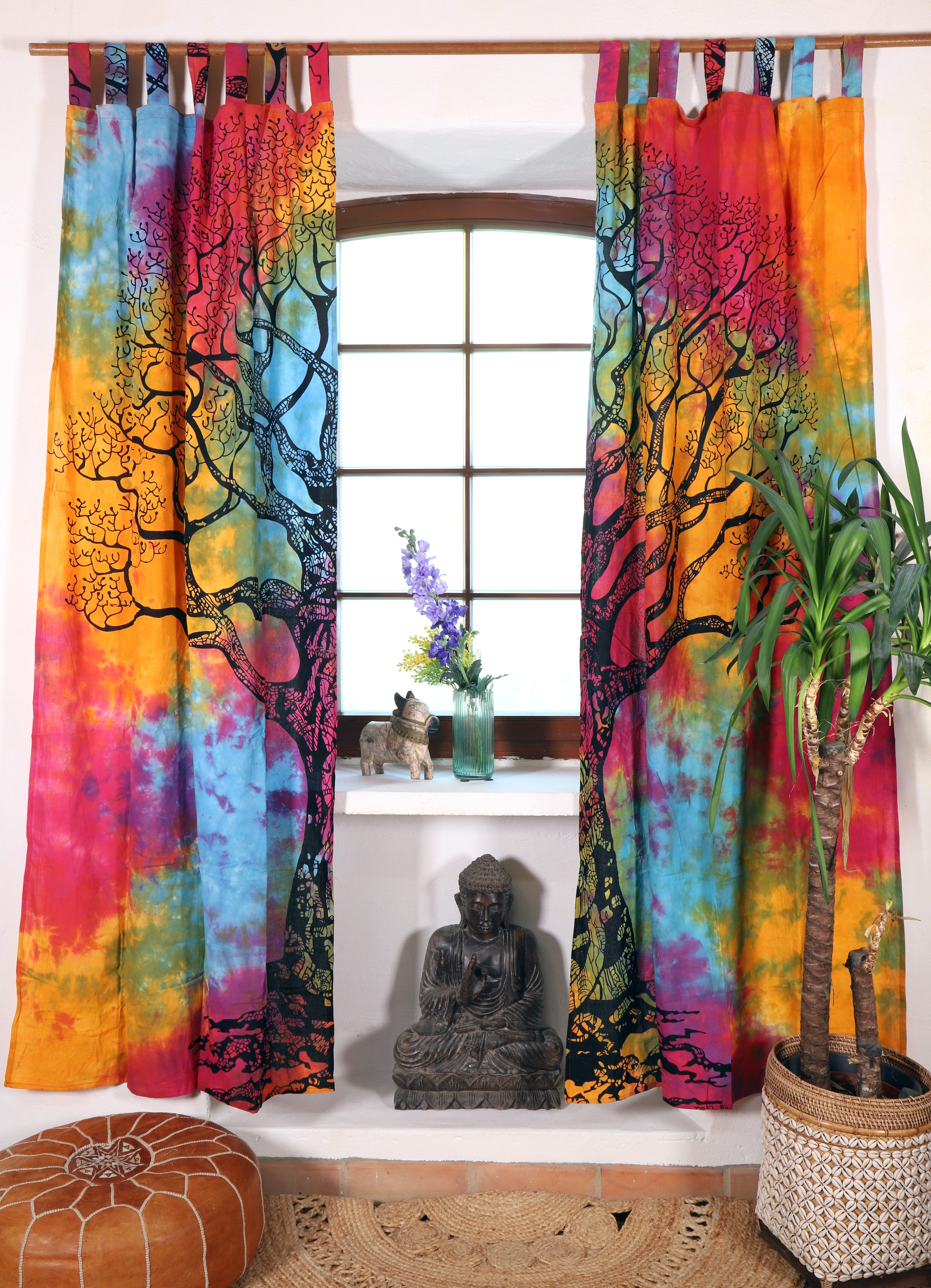 Guru-Shop Vorhang Boho Vorhänge, Gardine (1 Paar) mit Schlaufen,..