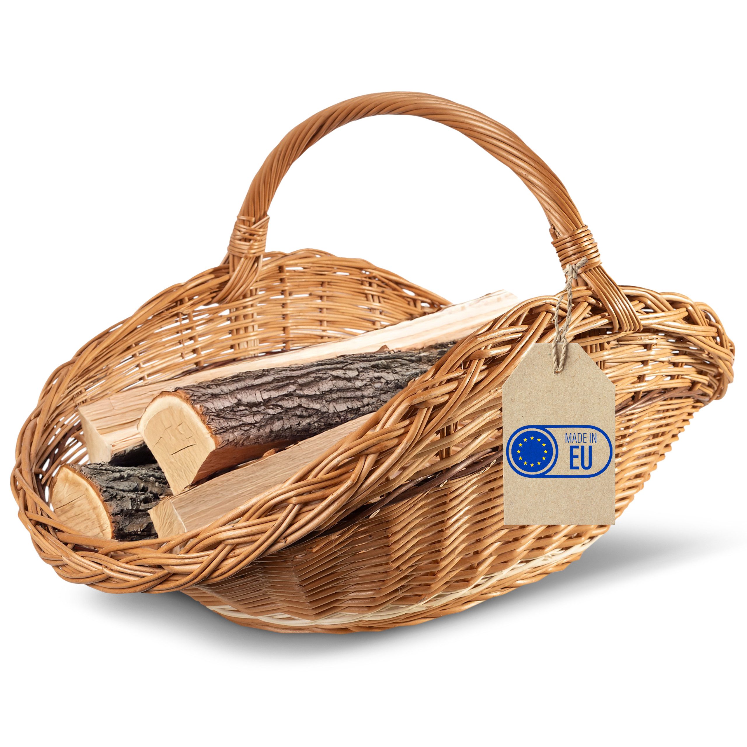 Creative Home Weidenkorb Holztrage Rattan Kaminholzkorb Kaminkorb Tragekorb