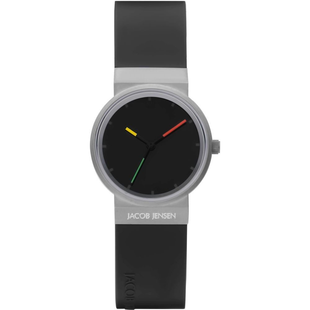 Jacob Jensen Titanuhr JACOB JENSEN Damen Armbanduhr TITANIUM 657 schwarz D. 29mm Silikonband