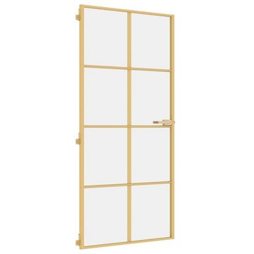 vidaXL Haustür Innentür Zimmertür Glastür Schlank Golden 93x201,5 cm Hartglas und Alu