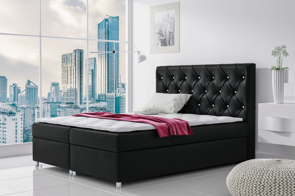 99rooms Boxspringbett Bertrand (Schlafzimmerbett, Bett), mit Taschenfederkern Matratze, Topper, Bettkasten, Kopfteil gepolstert