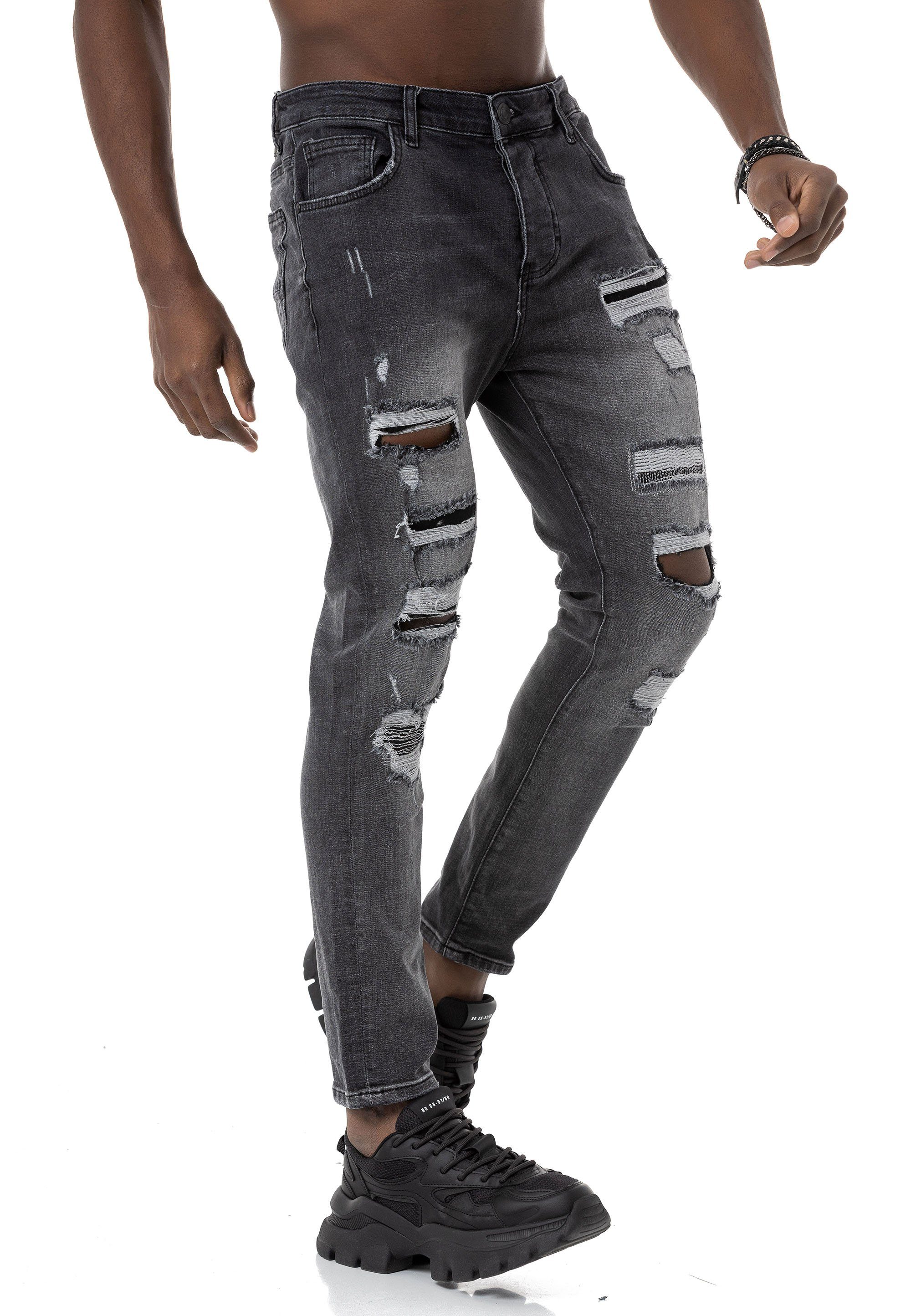 Hose lässige 5-Pocket-Style Denim RedBridge Anthracite Destroyed-Jeans