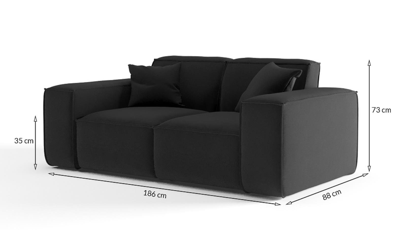 Breite Velourstoff, inlusive 2-Sitzer Wellenfedern, Sofa mit Beautysofa aus Zweisitzer Stil, modernes oder im Armlehnen Lugano, Cordstoff Sofa