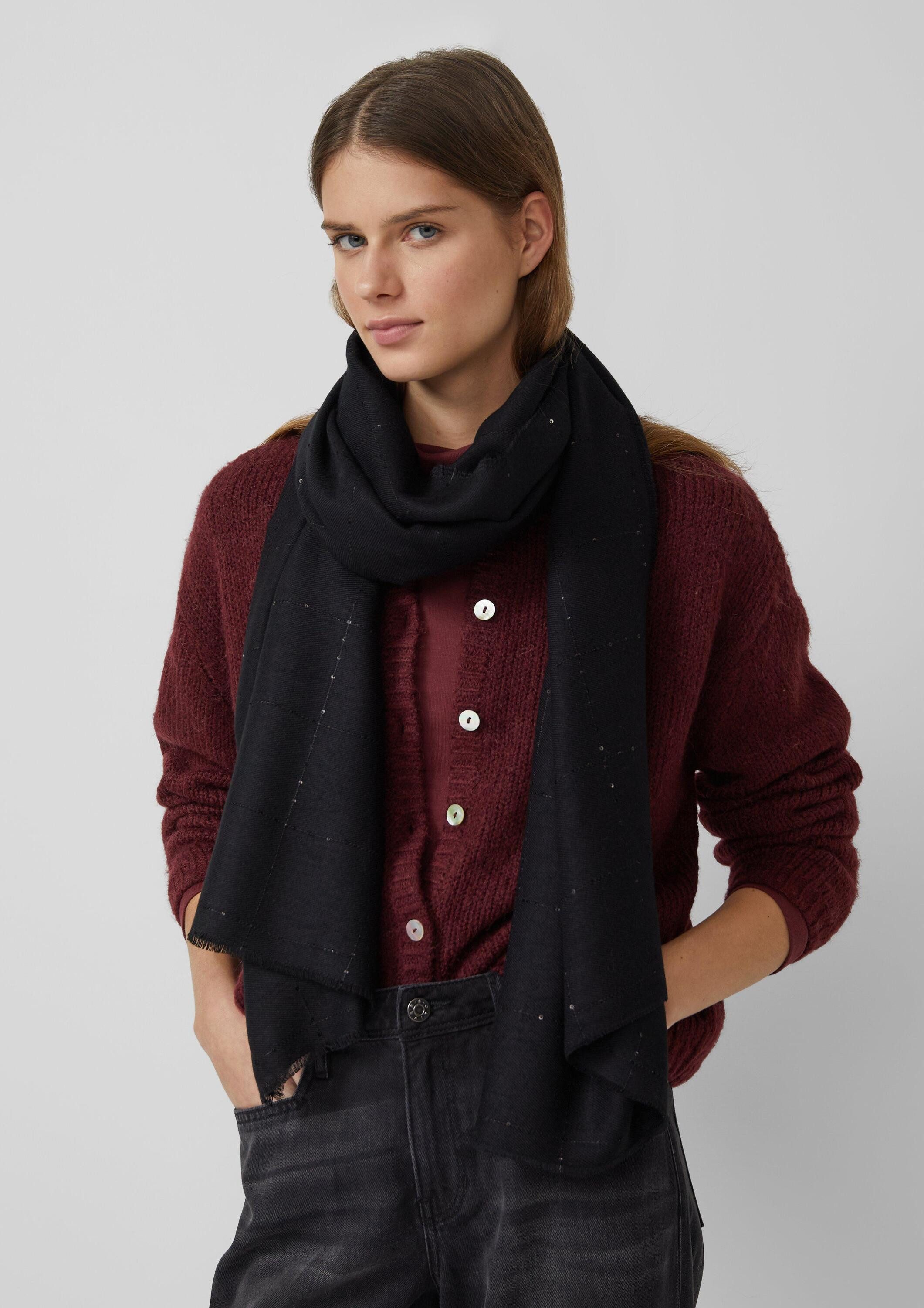 s.Oliver Schal Tuch, Breiter Schal mit umlaufenden Fransen und Pailletten-D günstig online kaufen