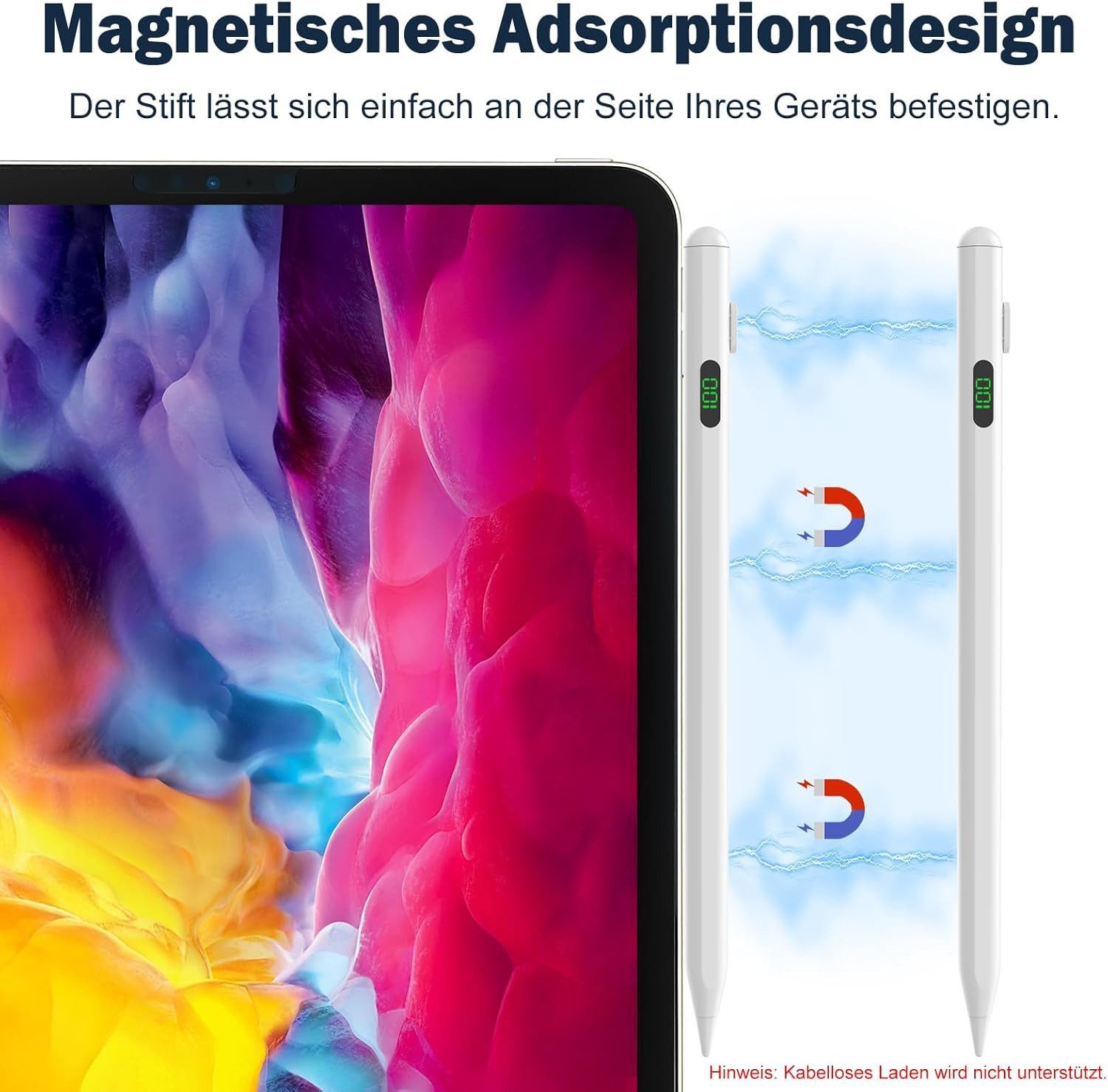 Toomoke Eingabestift Stylus Stift für iPad Apple 2018-2025 mit USB-C Schnellladeleistung (Palm Rejection und Neigungssensitivität für iPad Pro 13''/12,9''/11''/ – Bild 4 von 5