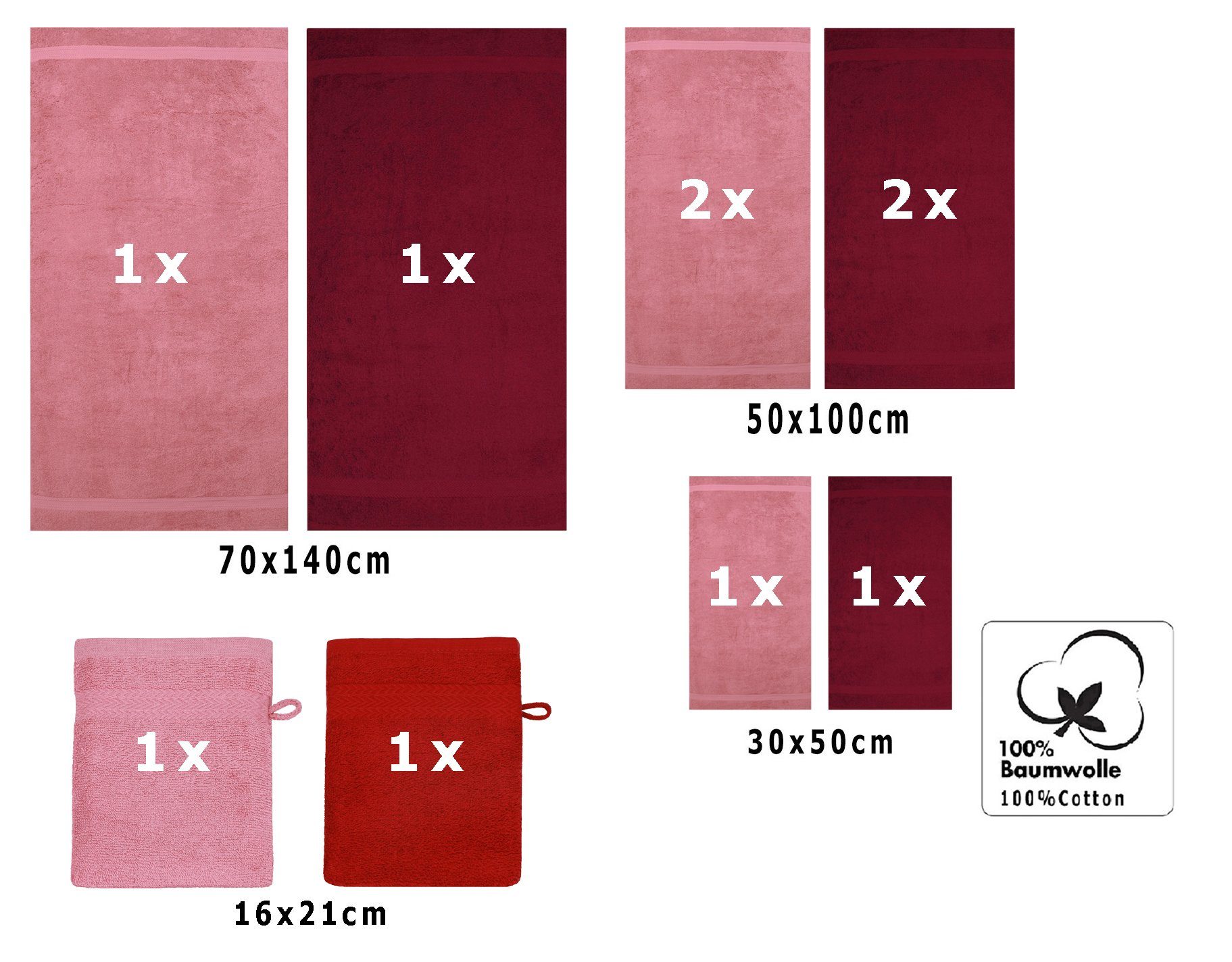 Betz Handtuch Set 10-TLG. Handtuch-Set Premium, 100% Baumwolle, (Set, 10-tlg), Farbe Altrosa & Dunkelrot