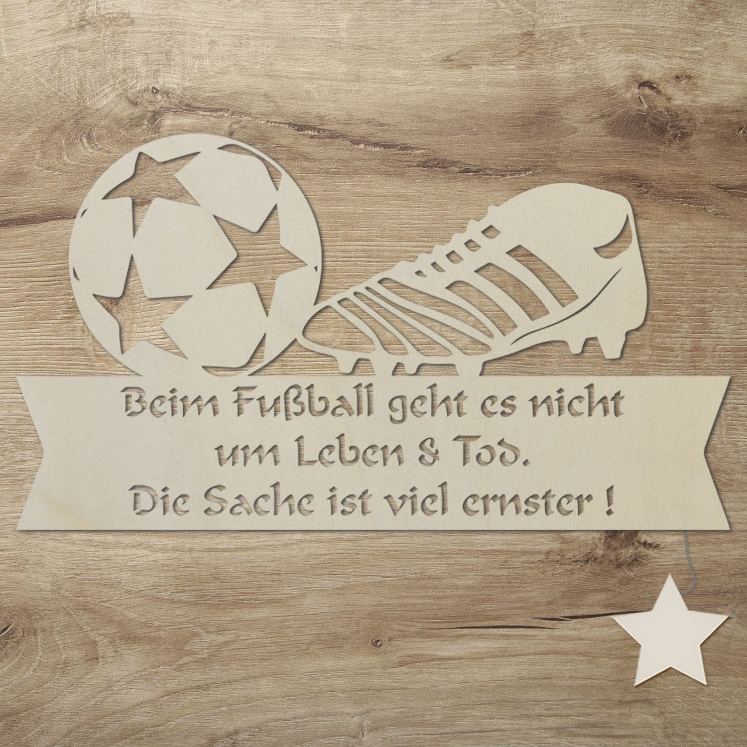 Namofactur LED Dekolicht LED Wandlampe Fußball Holz Wand Deko Lampe I Kinder & Erwachsene, Mit Sternabdeckung, LED fest integriert, Warmweiß
