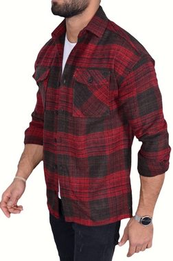 Megaman Jeans Flanellhemd Herren Holzfällerhemd Flanellhemd Kariert Freizeithemd Jacke Regular Langarm Kentkragen Holzfäller