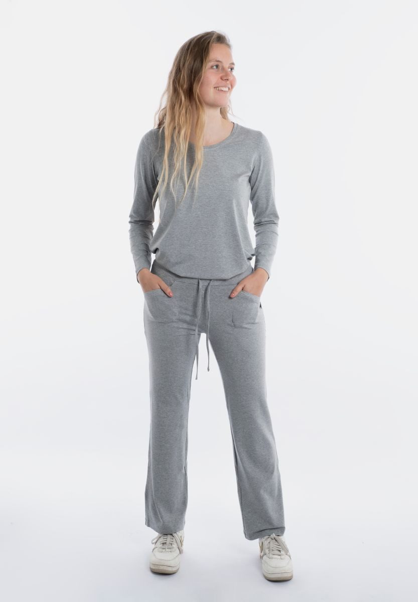 Knit Factory Stoffhose Lily Hose Grau M (1-tlg) Hose lange Hose