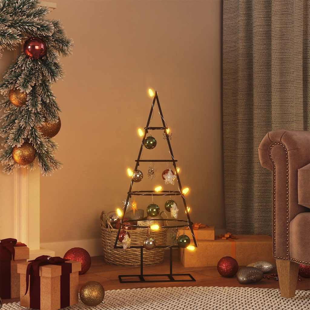 furnicato Künstlicher Weihnachtsbaum Metall-Weihnachtsbaum Schwarz 27 x 25 x 60 cm, Zerlegbare Tannenbaum-Deko mit stabilem Ständer für das Zuhause