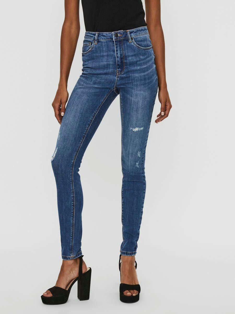 Vero Moda High Waist Jeans Vmsophia Mit Kleinen Destroyed Effekten Online Kaufen Otto