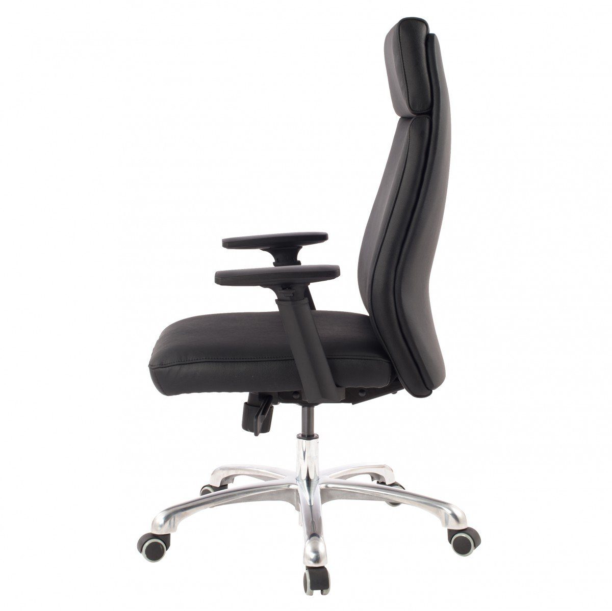 Amstyle Chefsessel PORTO Bürostuhl Leder Schwarz Schreibtischstuhl Drehstuhl e (Echtleder Schwarz Bürostuhl Ergonomisch Kopfstütze), Drehstuhl Wippfunktion, Schreibtischstuhl Drehbar
