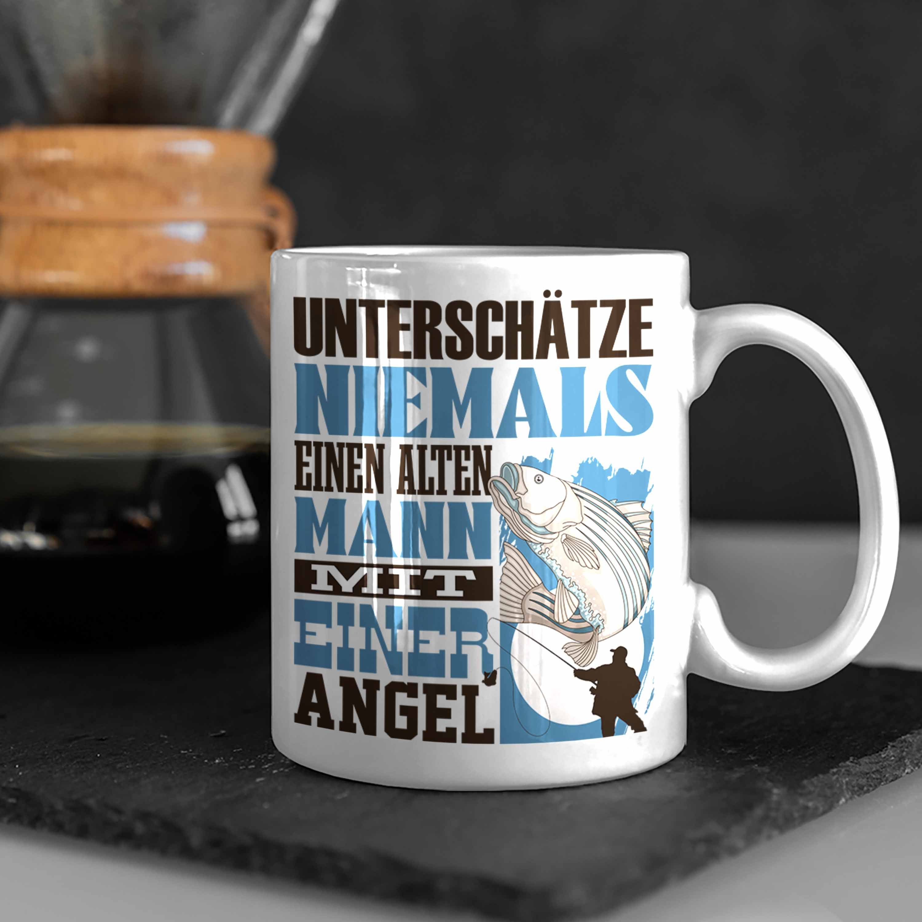 Lustiger Unterschätze Tasse Geschenk Weiss Angler Tasse Spruch Fischer Angel für Trendation