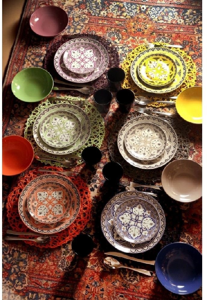 Geschirr-Set Marokko für Teile, 18 Tafelservice, Porzellan, Villa Service, (18-tlg), Personen, Personen 6 6 d'Este Teller-Set