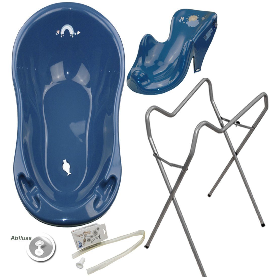 Sitz Teile in Blau Europe + + Ablauf Wanne Ständer Babybadewanne Tega-Baby (Made 3 Premium.set), Set+ -Abflussset Grau AB- + Ständer Babybadeset, METEO SET