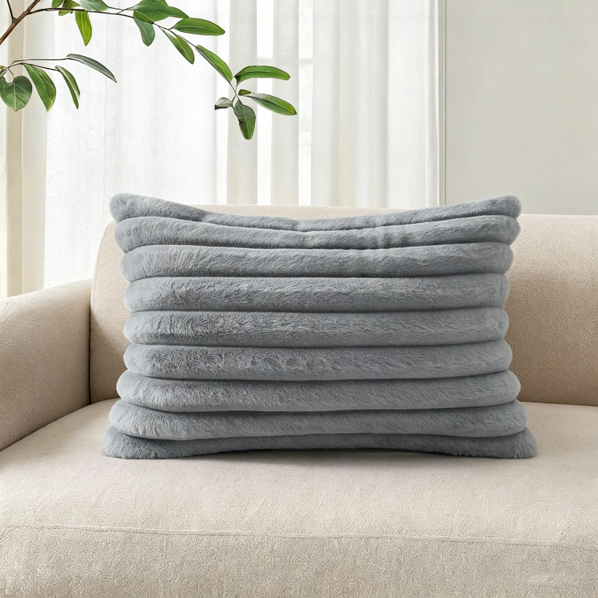 ibettertec Kissenbezug Kissenbezug gestreiftes Superweich Kissen Flauschig Kissenhülle Deko, Kissenbezüge Flauschig Plüsch Dekokissen Sofakissen Zierkissenbezüge