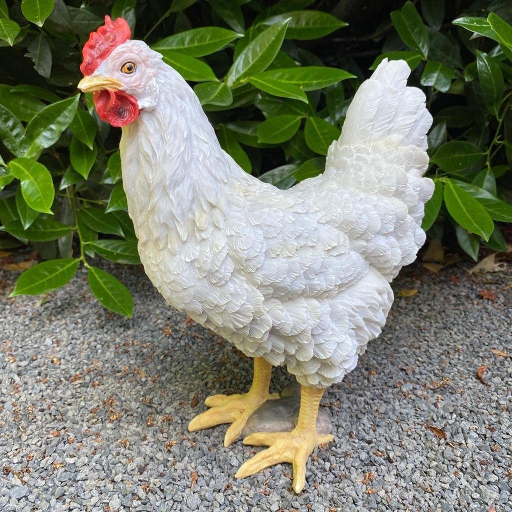 Aspinaworld Gartenfigur Stehende weiße Huhn Figur 32 cm wetterfest