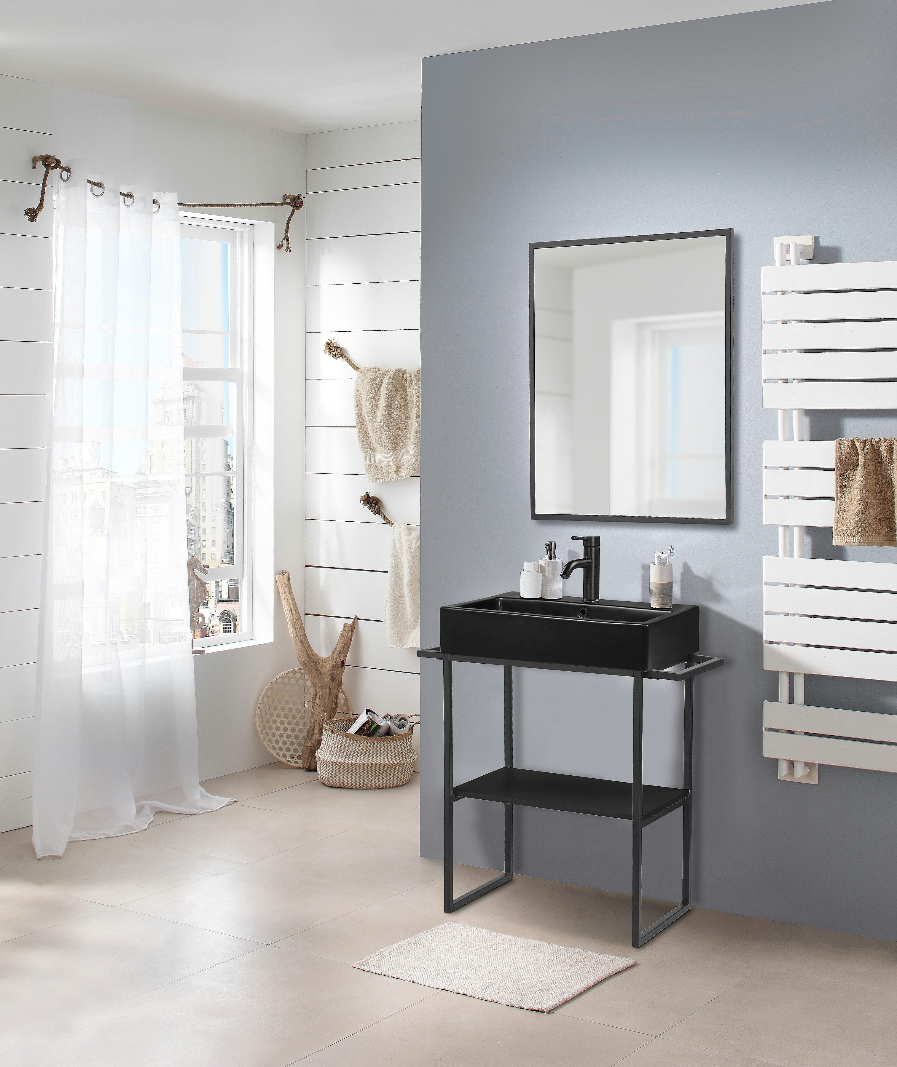 welltime Waschtisch Stockholm, Badmöbel Metalloptik inkl. Becken, Breite 60 günstig online kaufen