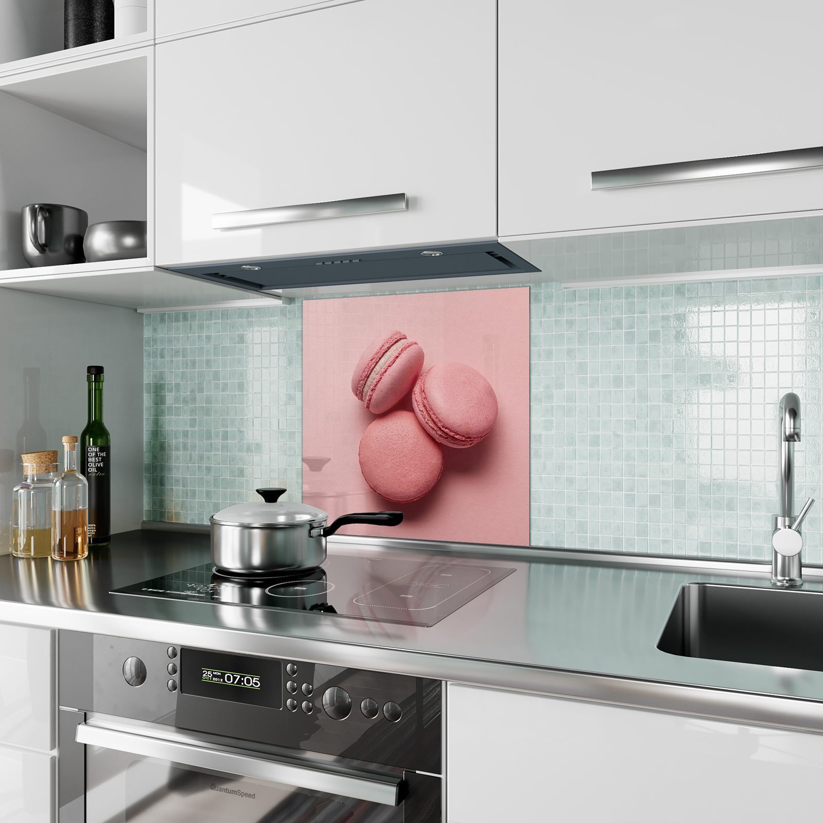Spritzschutz Küchenrückwand mit Küchlein Primedeco Küchenrückwand mit Füllung Glas Rosa Motiv