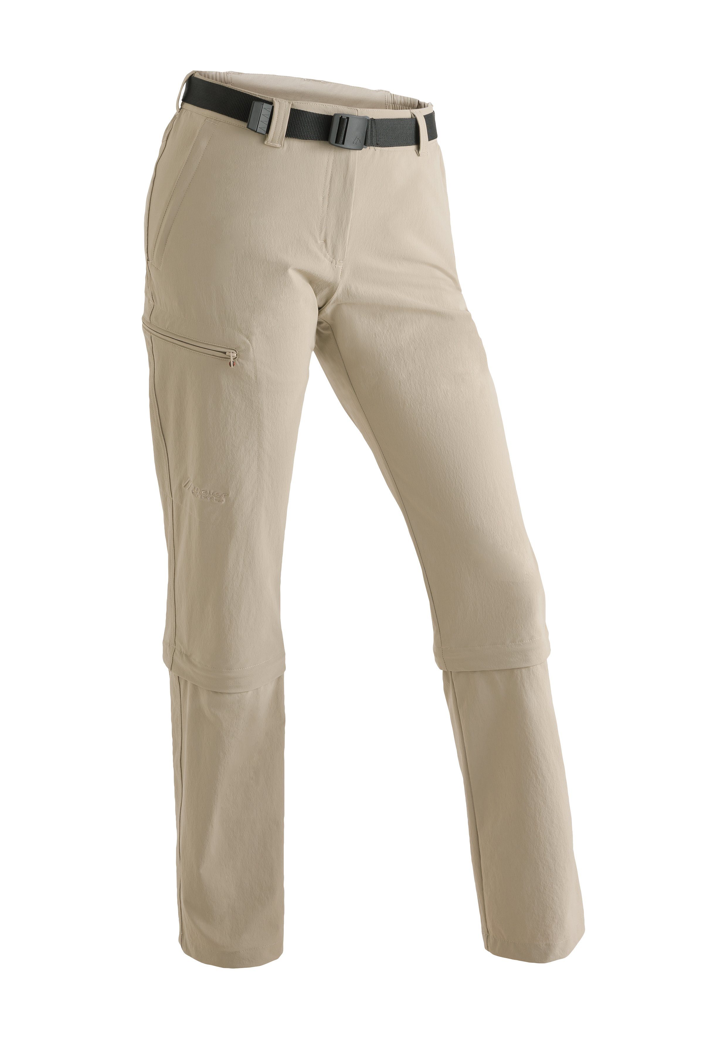 Maier Sports Damen zipp-off atmungsaktive Capri-Hose Funktionshose Wanderhose, Arolla beige