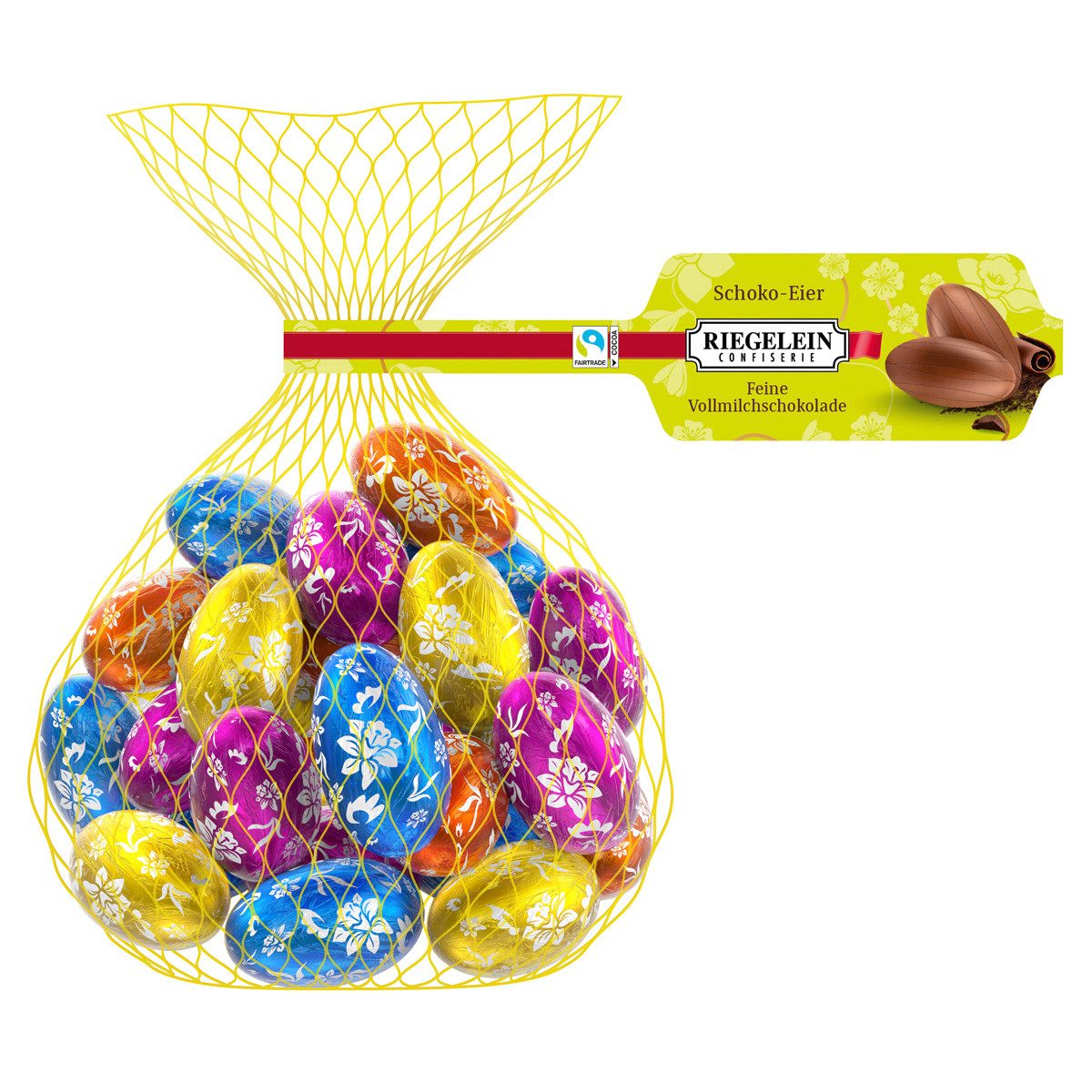 Riegelein Confiserie Schokolade, Riegelein Massive Eier im Netz aus feiner Vollmilchschokolade 200g