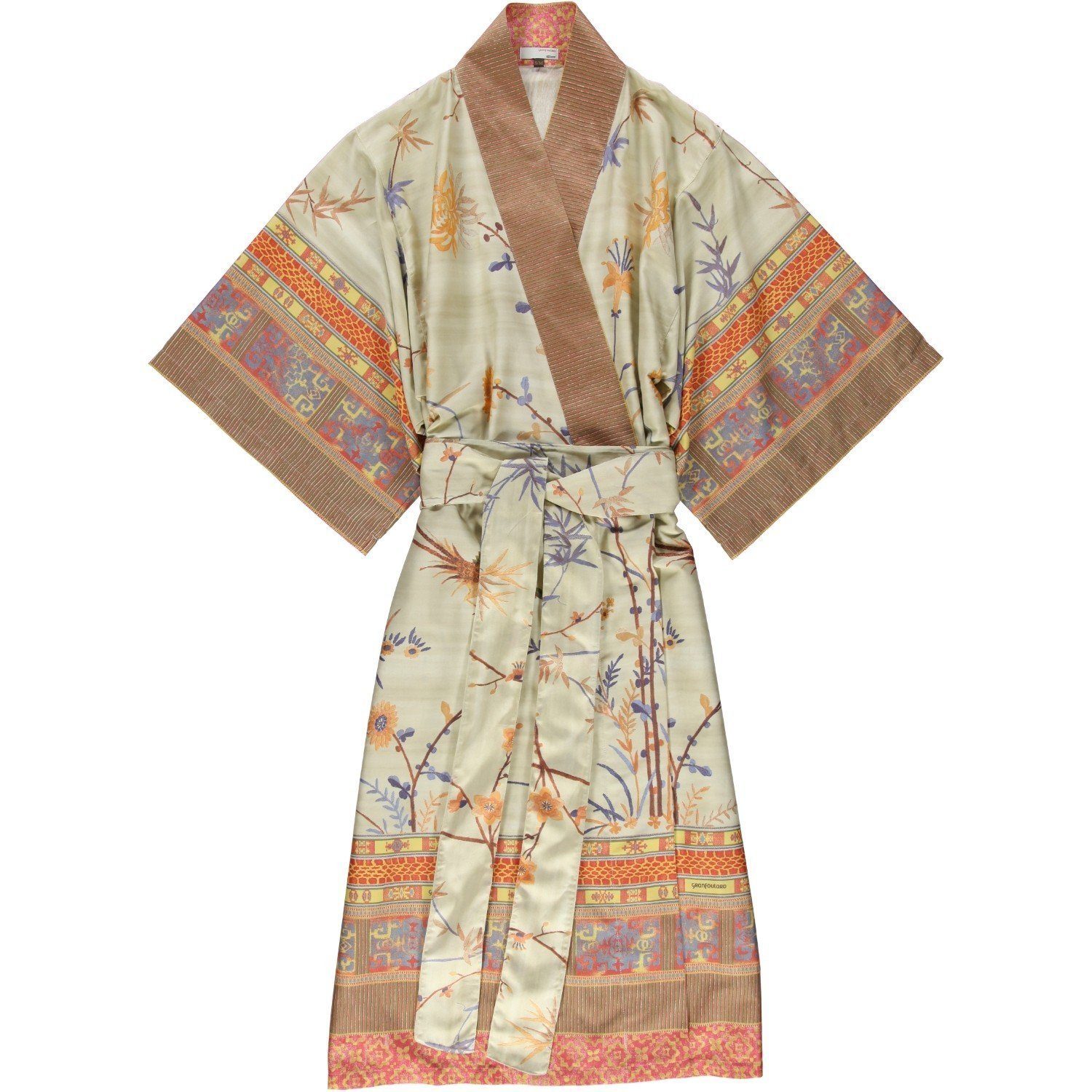 Bassetti Kimono bassetti Kimono Fong klasisch schön Doppelgröße, Kimono Kragen, Gürtel, leichter Morgenmantel, Baumwollsatin