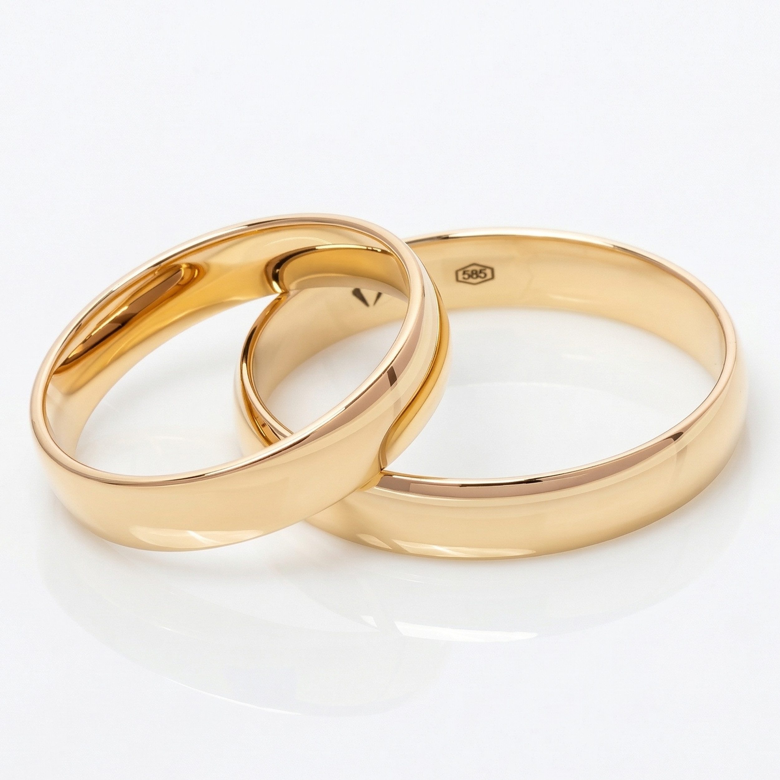 mosa & co. Trauring mit Gravur Classic Gold 585 mit 4mm Breite im Paarpreis (Eheringe, 2-tlg., 2 Trauringe), Hochzeitsringe Verlobungsringe Partnerringe