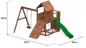 FUNGOO Spielturm CAROL 3, mit Schaukel & Rutsche, Klettererweiterung