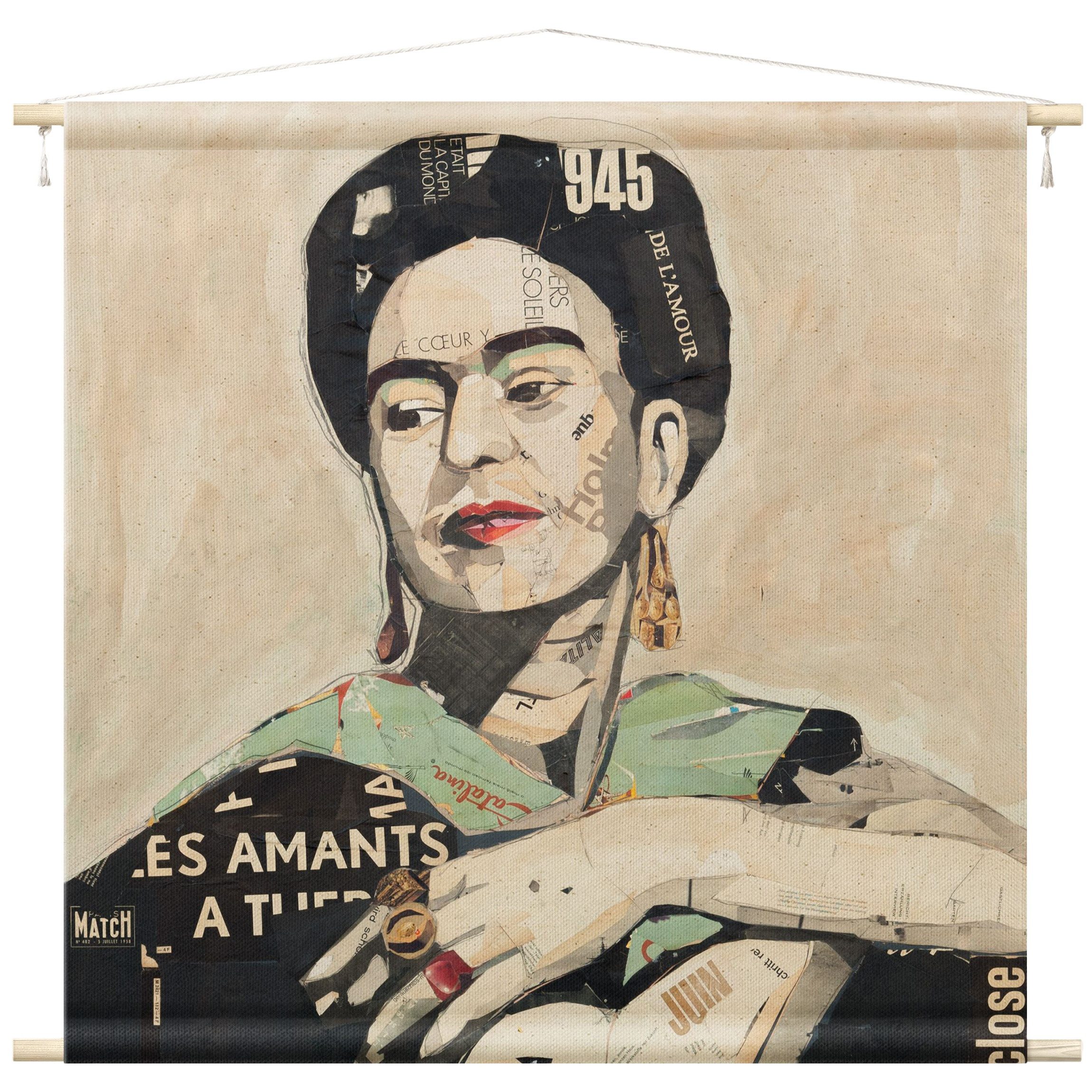 Wandteppich modern Frida Kahlo Kunst beige