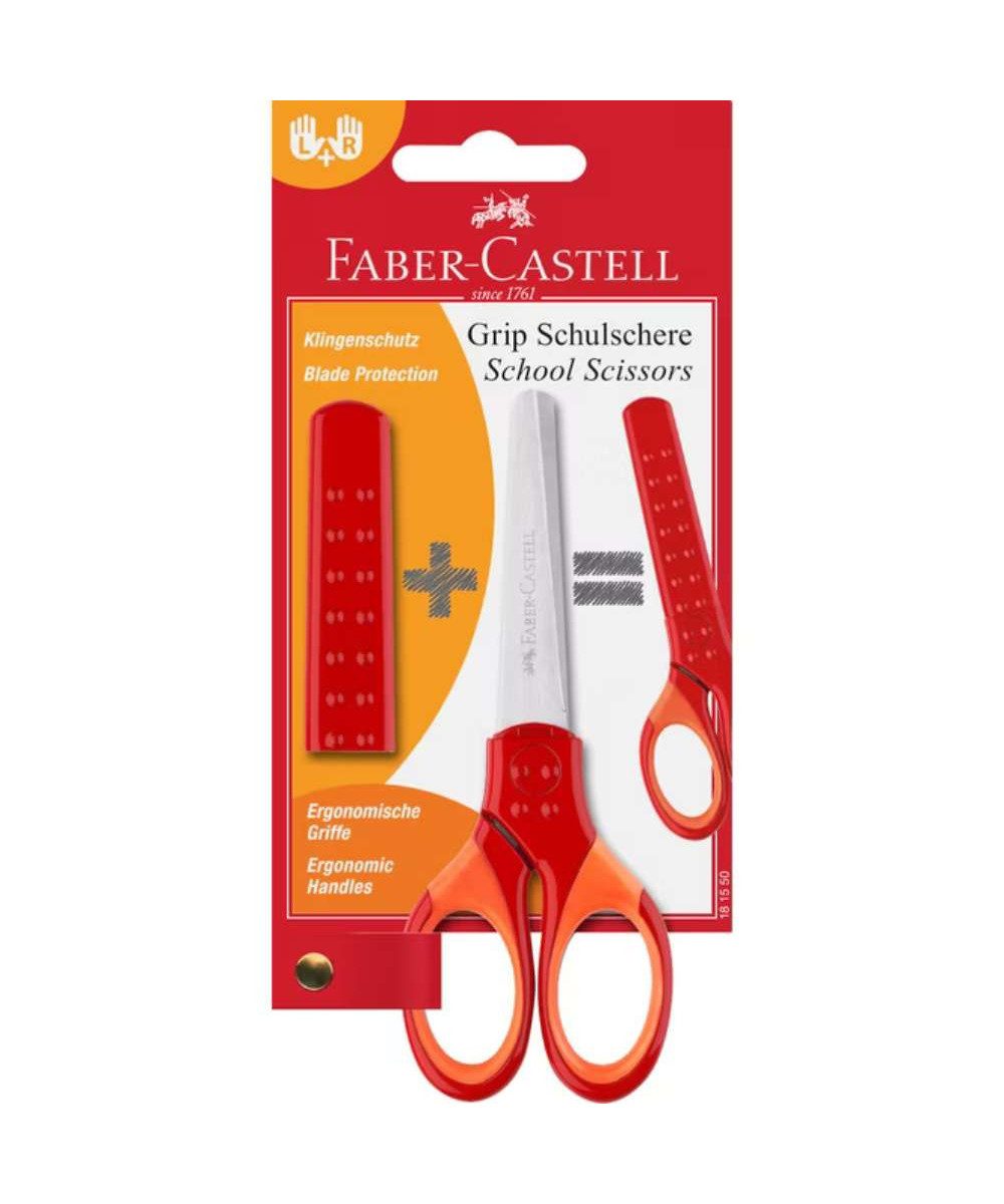 Faber-Castell Bastelscheren FABER-CASTELL Kinderschere Grip rot 13,5 cm, (Packung, 1-tlg., Kinderschere), Grip