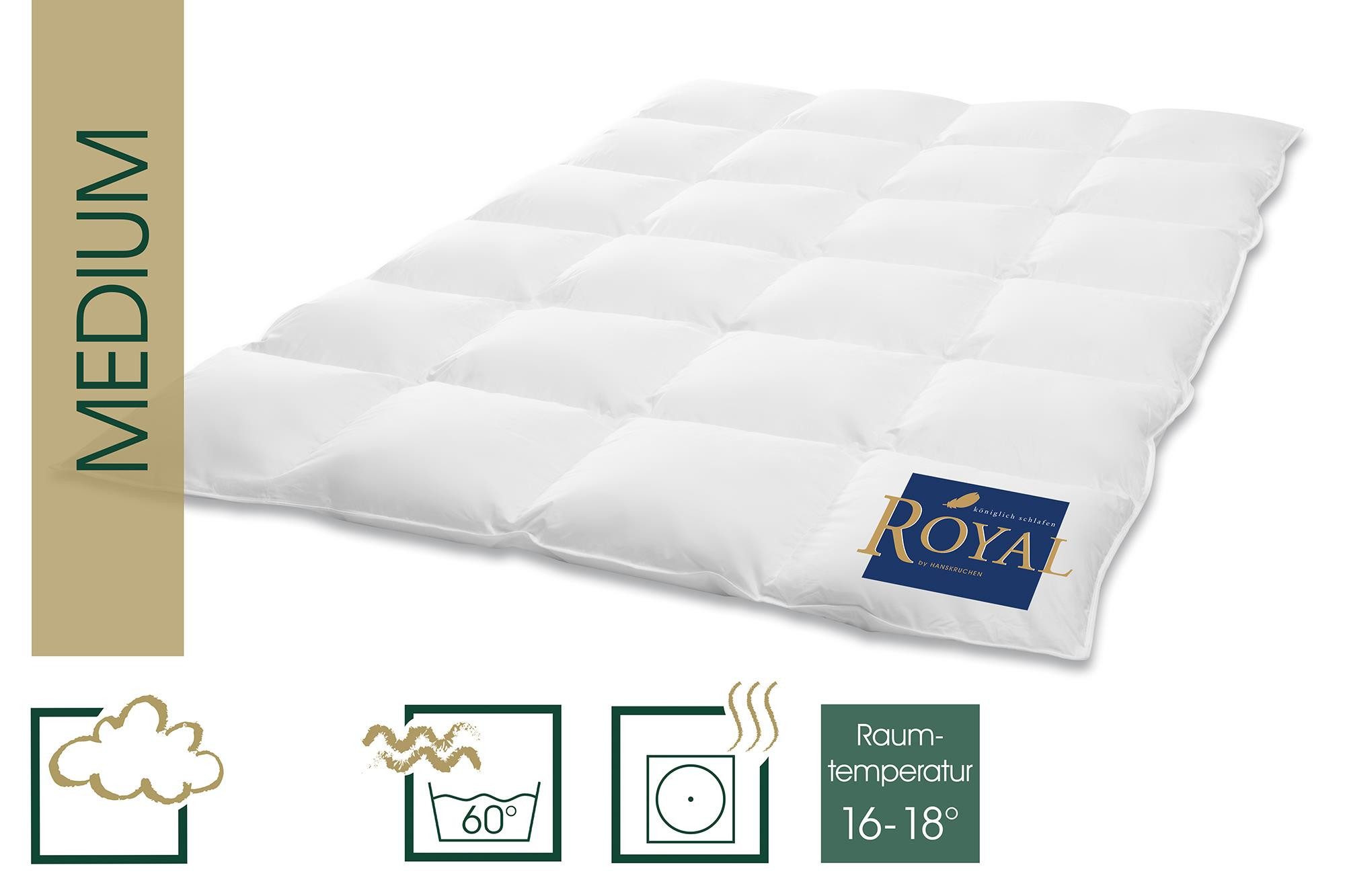 HANSKRUCHEN Daunenbettdecke Hanskruchen Daunendecke Royal Medium 135 x 200 cm, Bezug: 100% Baumwolle