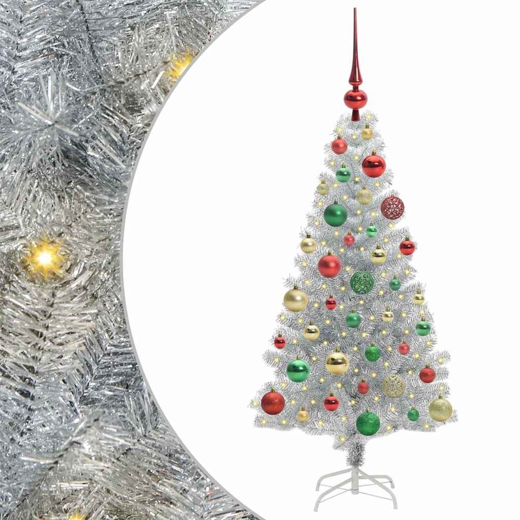vidaXL Künstlicher Weihnachtsbaum Weihnachtsbaum Silber 120 cm PET