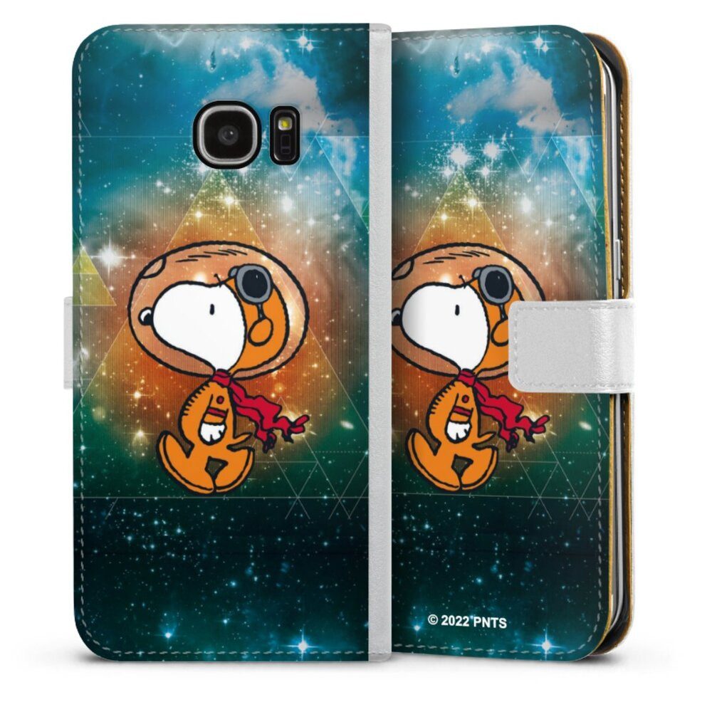 DeinDesign Handyhülle Snoopy Astronaut Offizielles Lizenzprodukt, Samsung Galaxy S7 Edge Hülle Handy Flip Case Wallet Cover