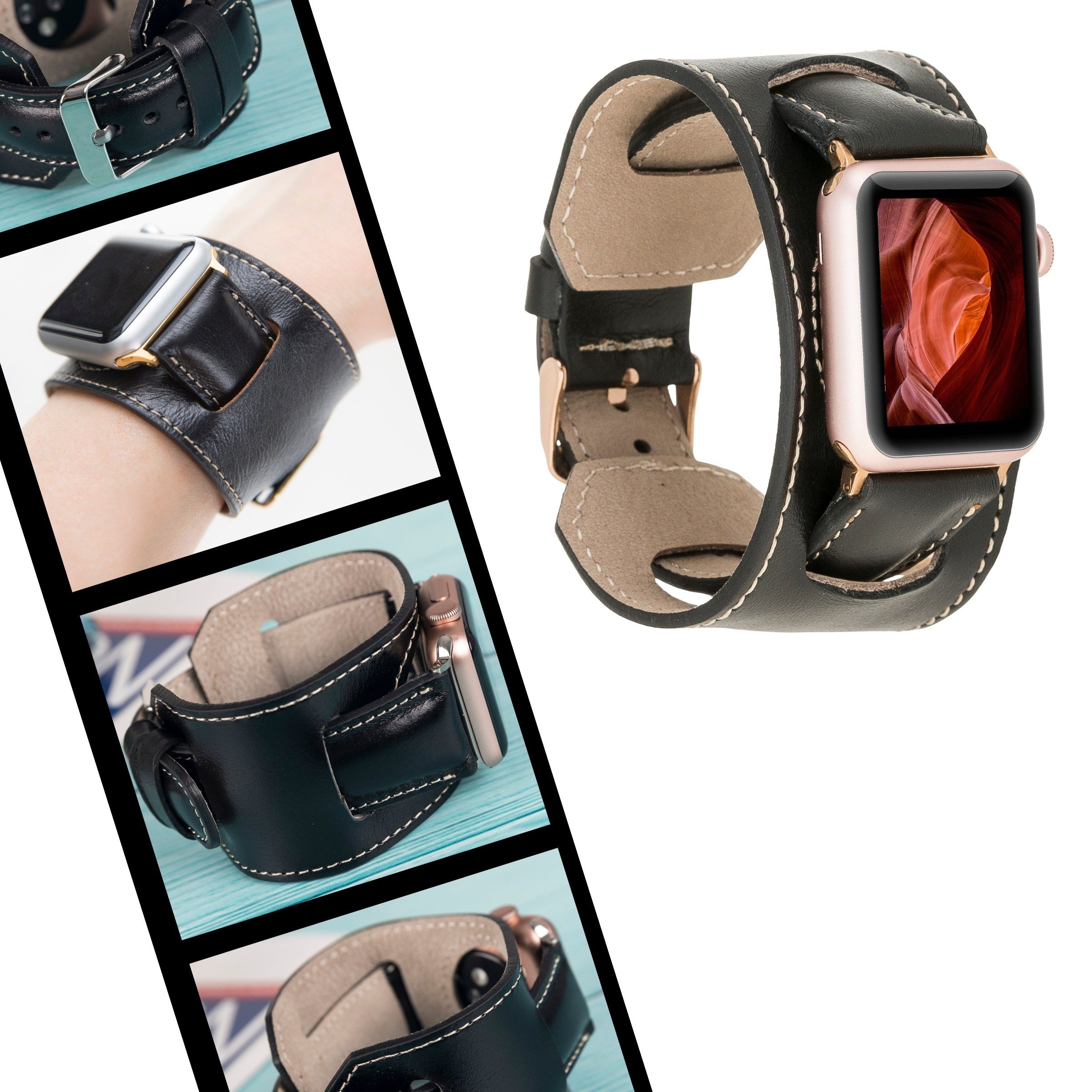 Renna Leather Smartwatch-Armband Apple Watch Band für Series 11/10 / Ultra/9/SE/8-1 Echtleder Armband