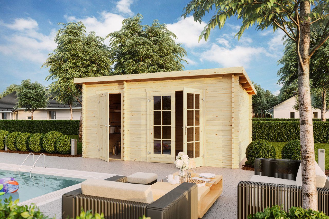 LASITA MAJA Gartenhaus Pultdach 4x3m Holz Belmont 2 in 34mm Wandstärke, BxT: 425x280 cm, ohne Dacheindeckung