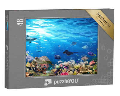 puzzleYOU Puzzle Unterwasser-Szene mit Korallenriff und Fischen, 48 Puzzleteile, puzzleYOU-Kollektionen Unterwasser